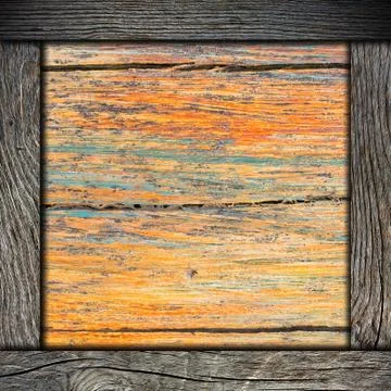 Wood wall background with frame 写真素材