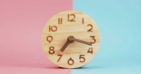 Wood wall clock hands moving Stock Footage 163226648