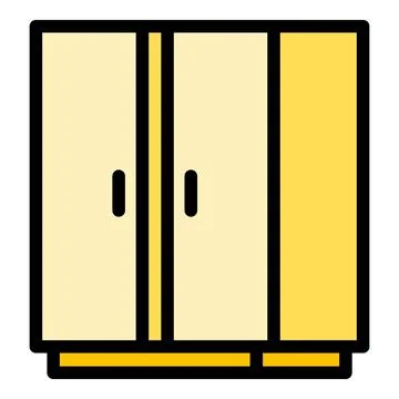 Wood wardrobe icon vector flat Stock Illustration
