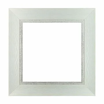 Wood white frame rectangle isolated white background, use clipping path Stock Photos