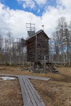 Wood windmill. Stock Photos