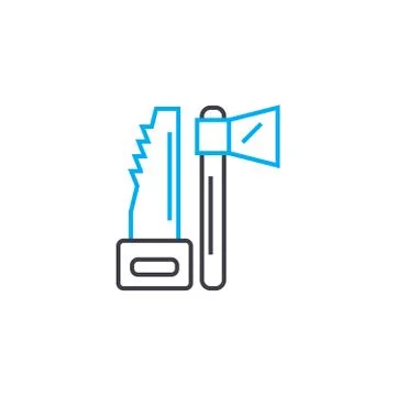 Wood working tools vector thin line stroke icon. Wood working tools outline Stock Illustration