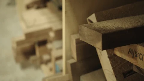 Wood in workshop Video stock 128773438