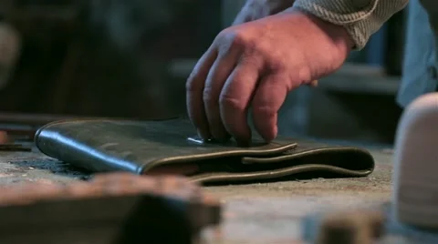 Woodcarver opens tool set kit for cutting chips from the wood blanks Video stock 47880037
