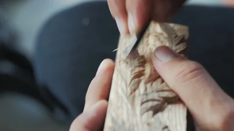 Woodcarver process Stock Footage 91795775