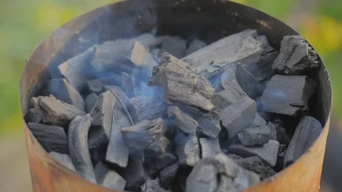 WoodCoal in the flue of a barbecue Stock Footage 87202808