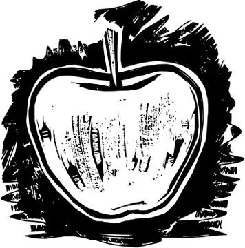Woodcut Apple Stock-Illustration