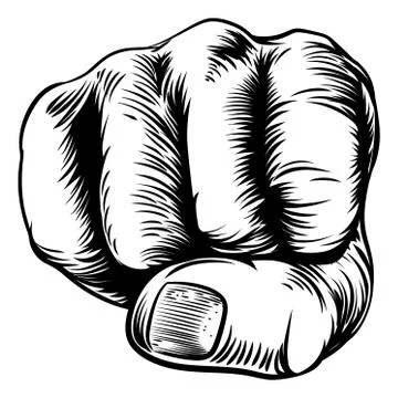 Woodcut Etching Fist Hand Stock Illustration