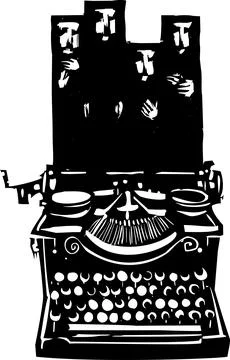 Woodcut Hijab Typewriter Stock Illustration