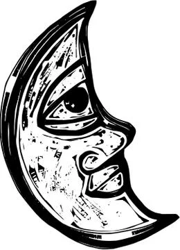Woodcut Moon Stock-Illustration