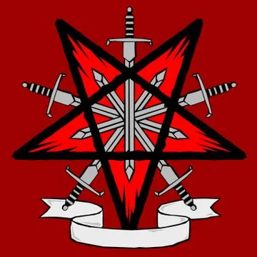 Woodcut Pentagram Stock Illustration