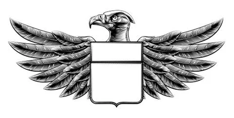 Woodcut Shield Eagle Stock Illustration