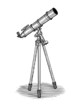 Woodcut Telescope Stock Illustration