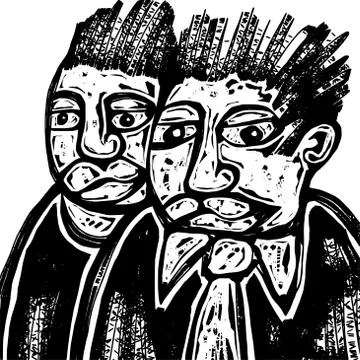 Woodcut Two Men Stock-Illustration