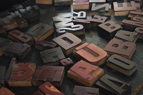Woodcut type Stock Photos