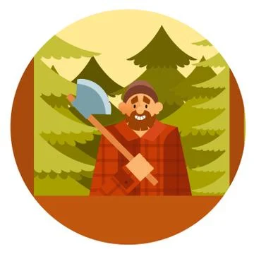 Woodcutter in the forest Stock Illustration