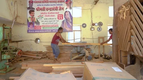 Woodcutting in Rural Workshop Stock Footage 314147623