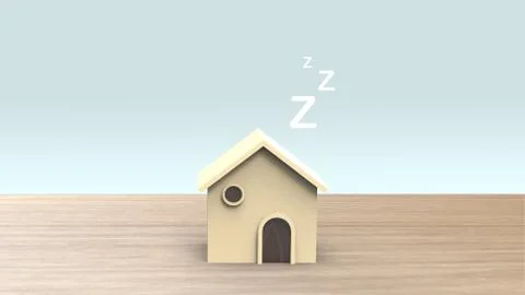 Wooden 3d home dormitory accommodation motel b&amp;b shape with many Z sleep mark Stock-Illustration