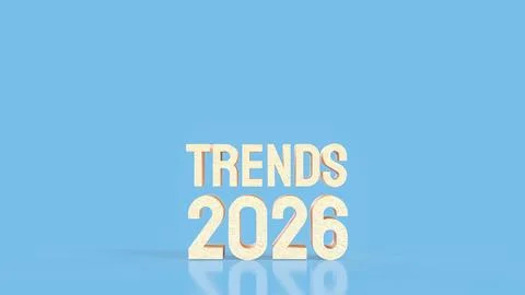 Wooden 3D Text Displaying Future Trends 2026 Concept 3d render. Stock Illustration