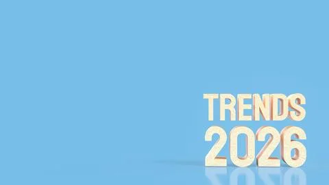 Wooden 3D Text Displaying Future Trends 2026 Concept 3d render. Stock Illustration