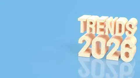 Wooden 3D Text Displaying Future Trends 2026 Concept 3d render. Stock Illustration