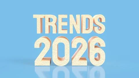 Wooden 3D Text Displaying Future Trends 2026 Concept 3d render. Stock Illustration