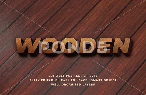 Wooden 3d text style effect mockup - PSD Template PSD Template