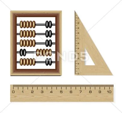 Wooden abacus and rulers Stock Illustration