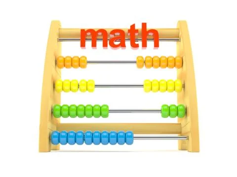Wooden abacus with math text Illustrazione stock