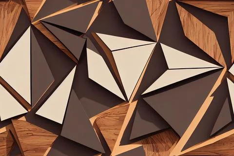 Wooden abstract triangle background, seamless pattern, 3d rendering Stock Illustration