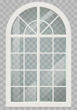 Wooden arched window Stock Illustration