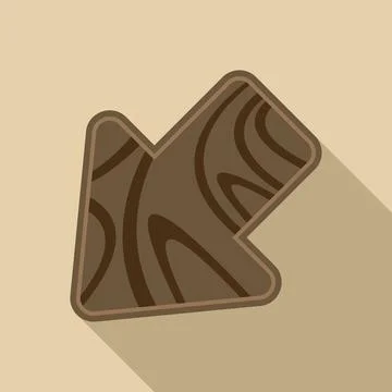 Wooden arrow pointing down left with wood grain texture Illustrazione stock