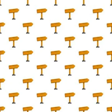 Wooden arrow signpost repeating pattern on white background Stock Illustration