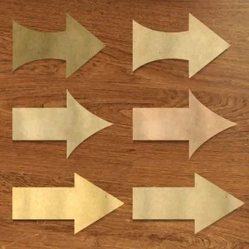 Wooden background with arrows set Stock Illustration