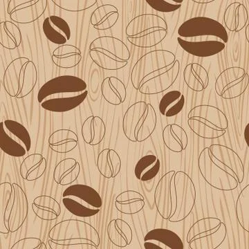 Wooden background with coffee pattern Stock Illustration