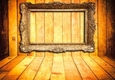 Wooden background with frame Stock Photos