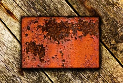 Wooden background with metal insert 스톡 일러스트