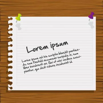 Wooden background with paper for text vector illustration Stock Illustration