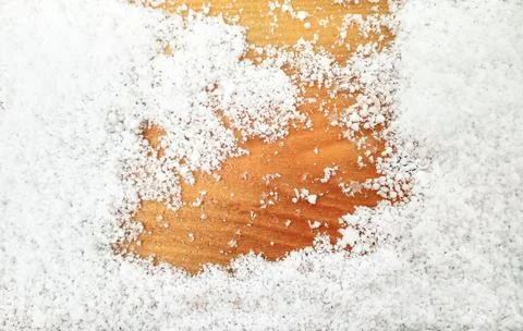 Wooden background with snow Fotos Stock