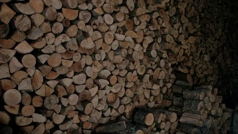 Wooden background. Stack of wood logs Stock Footage 87382016