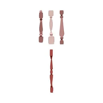 Wooden baluster elements designing interior staircase components Illustrazione stock