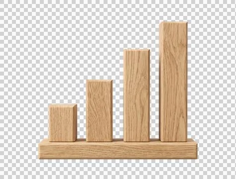 A wooden bar chart or graph showing growth trend isolated on transparent ba.. Stock Photos