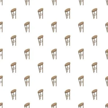 Wooden bar stools seamless pattern on white background Stock Illustration