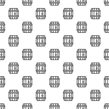 Wooden barrel container seamless pattern for beverage storage Illustrazione stock