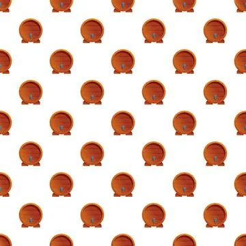 Wooden barrel pattern featuring oak casks with tap Illustrazione stock