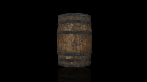 Wooden Barrel turns on itself - loop animation Stock Footage 253344385