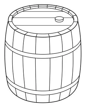 Wooden barrel - vector linear element for coloring logo or pictogram. Outline. Stock Illustration