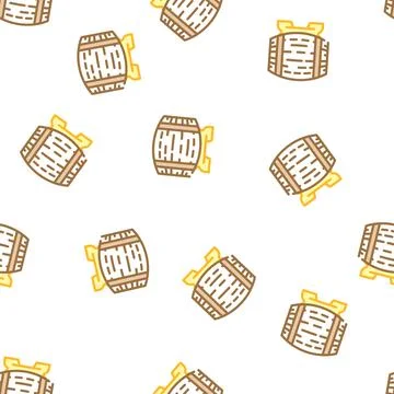 Wooden barrel vector seamless pattern Stock Illustration