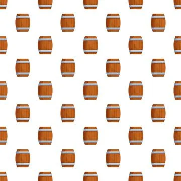 Wooden barrels pattern seamless background illustration style Stock Illustration