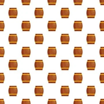 Wooden barrels seamless pattern for beverage storage Illustrazione stock